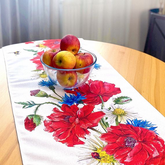 Доріжка на стіл Маки та волошки 150x40 см (DR__22U009)