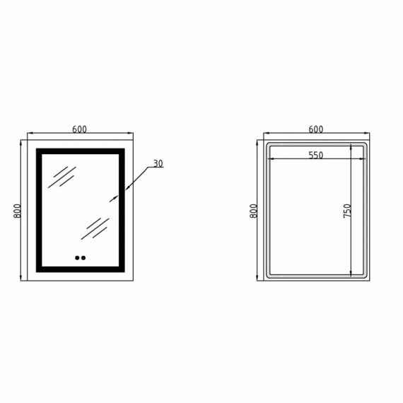 Зеркало Lidz Kubis 600х800 с LED-подсветкой Touch, с антизапотеванием, с диммером, рег. яркости LD78LF9376080 | Зображення 1