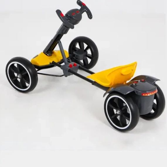 Дитячий складаний електромобіль Go-Kart з акумулятором та пультом електрокар Жовтий | Зображення 6