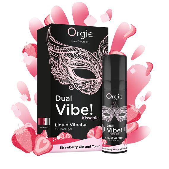 Жидкий вибратор Orgie Dual Vibe! Strawberry Gin & Tonic Kissable Liquid Vibrator, 15 мл | Зображення 1