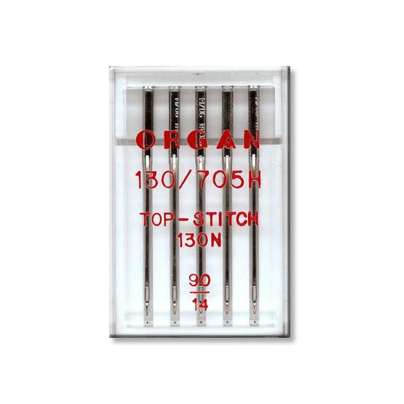 Иглы швейные для штопки и вышивки ORGAN TOP-STITCH №90 пластиковый бокс 5штук для бытовых швейных машин