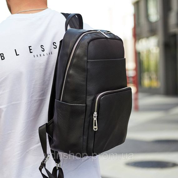 Чоловічий шкіряний рюкзак для поїздок та відпочинку 30х40х16, сумка наплічна Tiding Bag 59331, чорна | Зображення 1