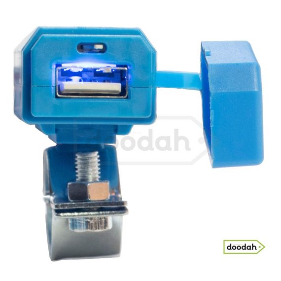 Мото USB зарядний пристрій на кермо / раму - Illuminated 3 Blue, IP54, 2,1А - порт для мото транспорта | Зображення 3