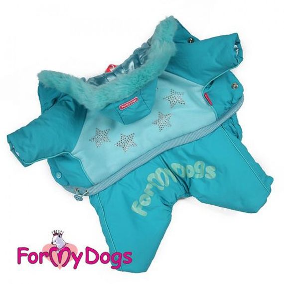 Зимний комбинезон для собак For My Dogs "Звездочки из камней" голубой