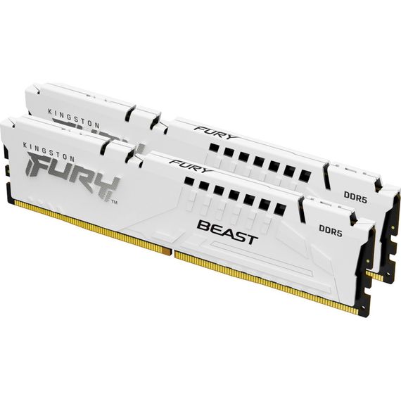Модуль пам'яті для комп'ютера DDR5 32GB (2x16GB) 5600 MHz FURY Beast White Kingston Fury (ex.HyperX) (KF556C40BWK2-32) | Зображення 1