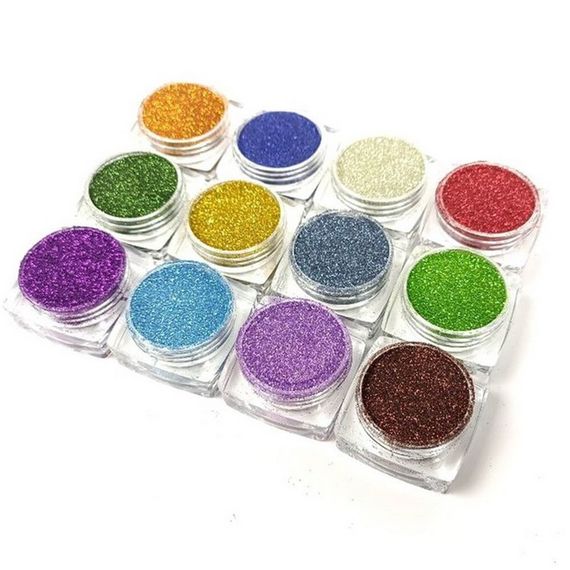 Набір гліттеру для біо-тату "№2 Базовий" gliset-2, 12 кольорів | Зображення 1