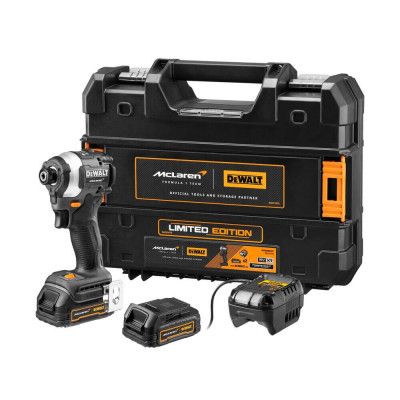 Шуруповерт DeWALT McLaren F1, XR Li-Ion PowerStack 18 В, 2x1.7Ah GFN блок, 206 Нм, TSTAK (DCF85ME2GT) | Зображення 1