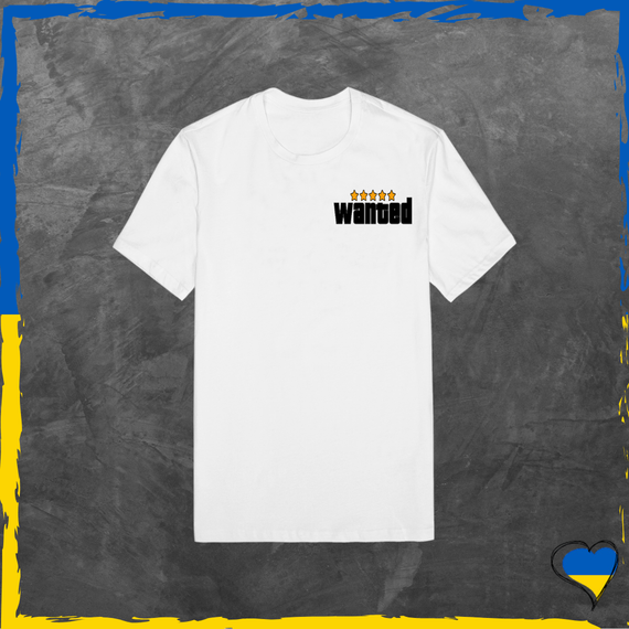Футболка унісекс з цікавим принтом Wanted GTA футболка з бавовни базова Білий, XS/S