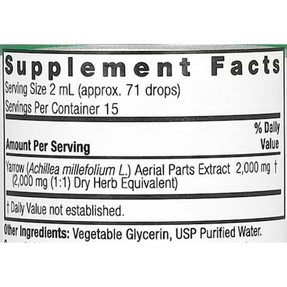 Комплекс при лактации Nature's Answer Yarrow Aerial Parts 2000 mg Alcohol-Free 30 ml /15 servings/ | Зображення 1