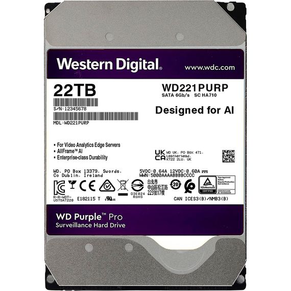 Жорсткий диск 3.5&quot; 22TB WD (WD221PURP)
