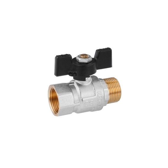 Кран кульовий Kroner 3/4" ВЗ PN40 метелик, нікельований | Зображення 2