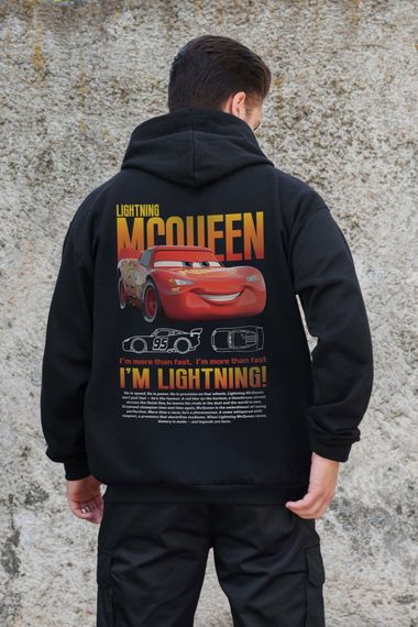 Утеплене зіп худі на флісі зіпер з принтом Mcqueen Without Kane Black | Зображення 1