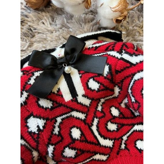 Брендовый свитер для собак BURBERRY с белым воротником, красный | Зображення 3