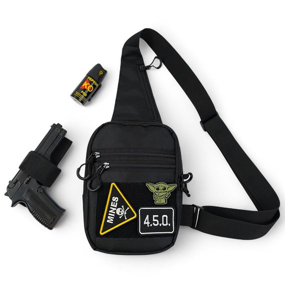 Тактическая мужская сумка с кобурой Cordura 1000D – 6 BR-934 карманов, черный