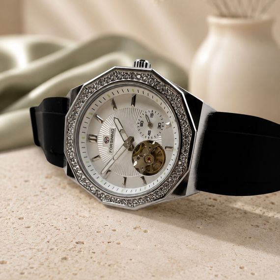Наручний механічний годинник Forsining 8313 Black-Silver-White | Зображення 1