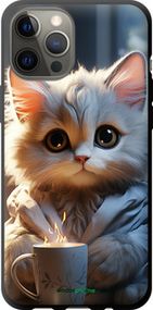 Чохол на iPhone 12 Pro Max Білий кіт "5646b-2054-2448"
