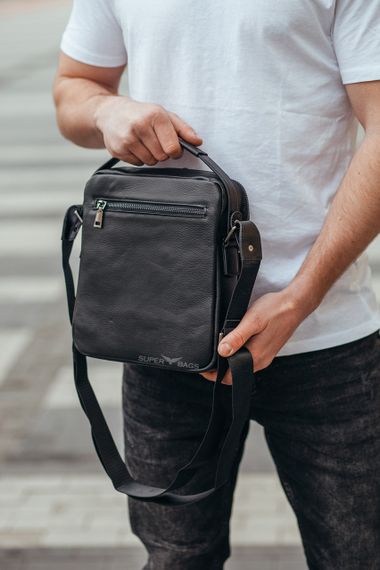Мужская кожаная сумка Tiding Bag 412072 Черная | Зображення 6