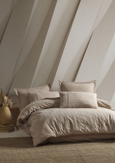 Постільна білизна Saheser Stonewashed Ranforce 200 х 220 см Jasmin Bej