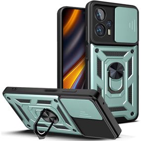 Ударопрочный чехол Camshield Serge Ring для Xiaomi Poco X4 GT TPU+PC, Шторка на камеру, Зеленый