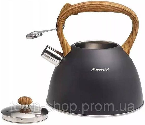 Чайник Kamille Whistling Kettle Black 3л из нержавеющей стали со свистком (черный) KM-0854 | Зображення 1