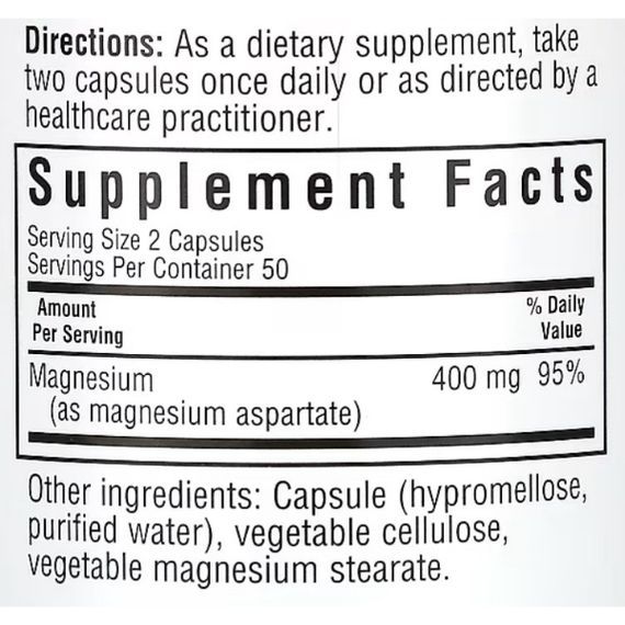 Мікроелемент Магній Bluebonnet Nutrition Magnesium Aspartate 100 Veg Caps | Зображення 1