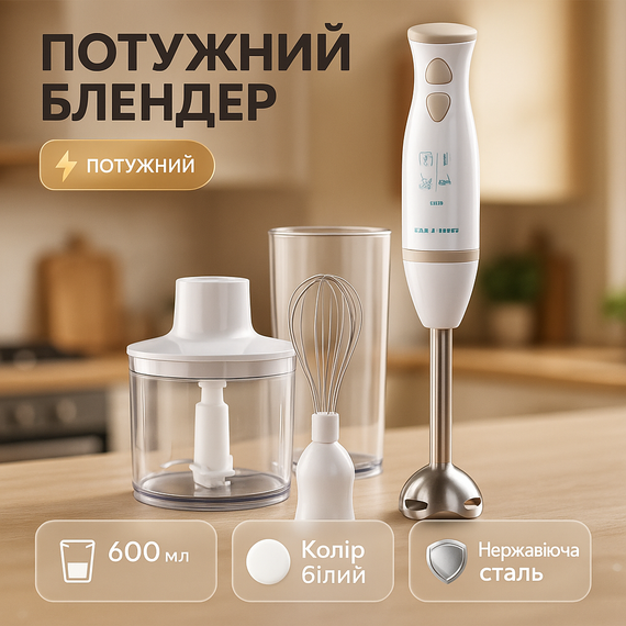 Блендер побутовий електричний Sea Breeze SB-093, Блендер-комбайн з насадками, Блендери кухонні KU-95