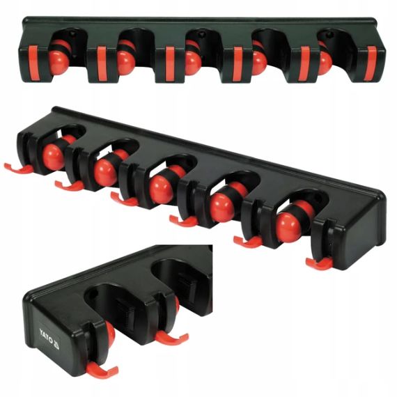 Вешалка для садового инвентаря 6 крюков 5 ячеек 18х32 мм YATO YT-87650 | Зображення 1