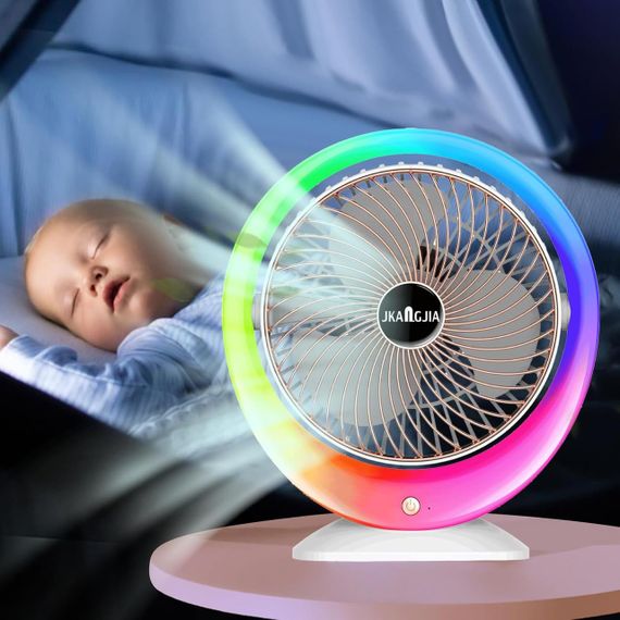 Настільний вентилятор з LED підсвічуванням, USB-заряджання / Портативний вентилятор-зволожувач повітря 3 швидкості, 1200 мАг | Зображення 3