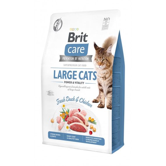 Корм сухий Brit Care Cat Grain Free Large Power Vitality для дорослих котів великих порід з качкою та куркою 2 кг
