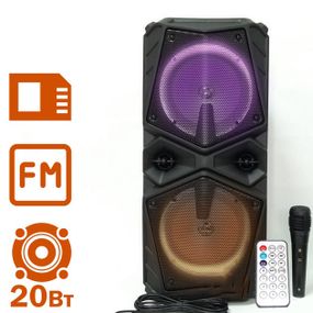 Колонка ZQS-8201 Беспроводная переносная акустическая Bluetooth с подсветкой микрофоном AUX NZ-115 пульт Д/У