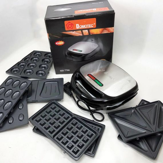 Мультипекар 6в1 зі знімними формами Domotec MS-7706, сендвічниця 4в1, домашній гриль KA-951 для шаурми | Зображення 7