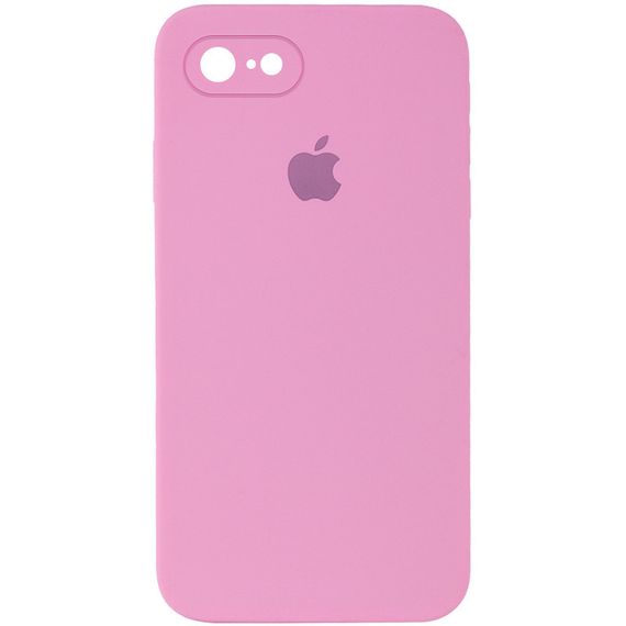 Чохол Silicone Case Square Full Camera Protective (AA) для Apple iPhone 7 / 8 / SE (2020) (4.7") Рожевий / Light pink