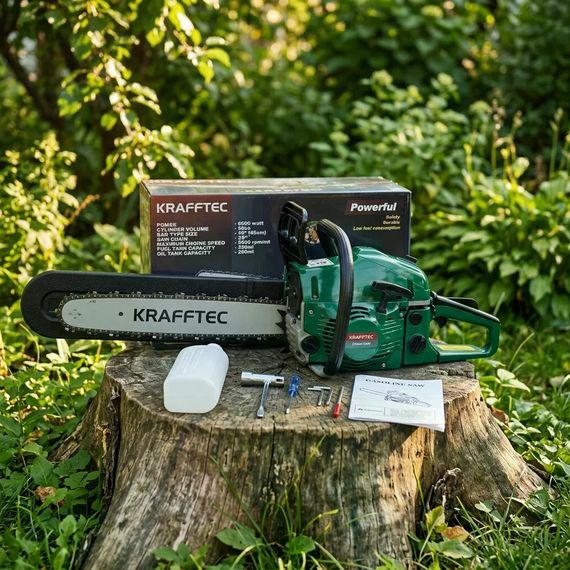 Бензопила KRAFFTEC 6500 Вт 45 см • Бензинова ланцюгова пилка KRAFFTEC 58 см³ 9500 об/хв із шиною 45 см для дров і саду | Зображення 5