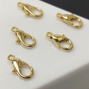 Замочек карабин 10х5 мм, цвет Светлое золото, упаковка 5 шт