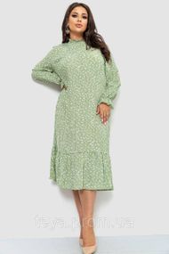 Платье шифоновое с принтом, цвет оливковый,  размер L-XL FA_007804