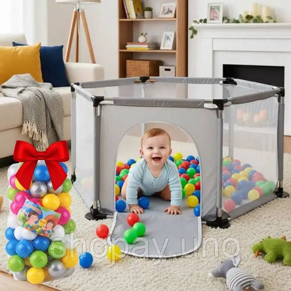 Детский игровой манеж для детей складной детский манеж 120х100х55см Gray EL-11 | Зображення 1