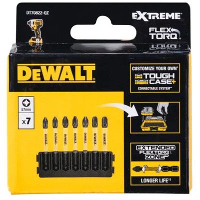 Набор бит DeWALT в касете для Tough Case, FlexTorq, L=57 мм, Рz1-2шт,Рz2-3шт,Рz3-2шт. (DT70822) | Зображення 1