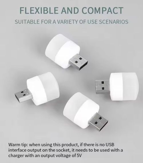 Портативная USB светодиодная лампа-ночник с белым (6500 К) светом, работает от Power Bank и др. гаджетов 5В | Зображення 3
