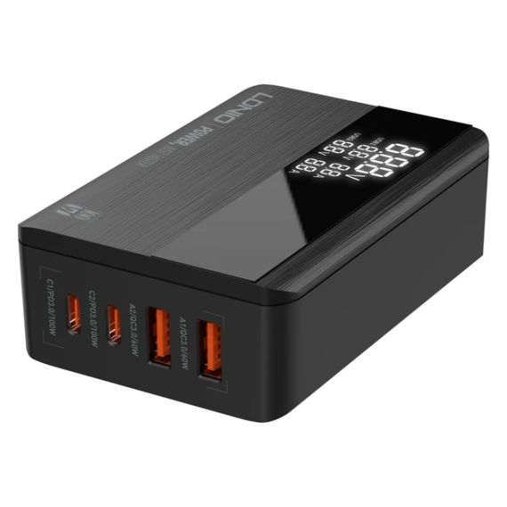 LDNIO A4809C: Потужний 4-портовий зарядний пристрій 100 Вт з технологією GaN та LED-екраном | Зображення 2
