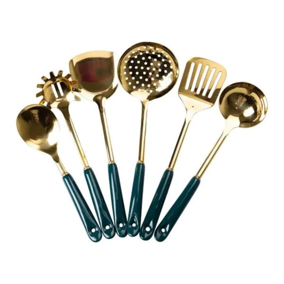 Набор кухонных принадлежностей на подставке 7 предметов кухонные аксессуары на подставке Изумрудный HP-20-67 | Зображення 4