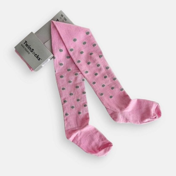 Колготки з візерунком для дівчинки TwinSocks 128-134/8-9 років, Рожевий у горошок