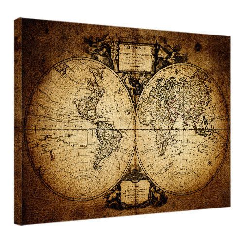 Картина на холсте Старинная карта мира 1752 45х65 см (H4565_RET002)