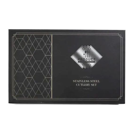 Набір столових приборів 24 предмети столовий набір на 6 персон Золотистий з чорним HP-20-46 | Зображення 4