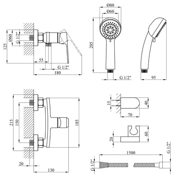 Змішувач для душа Kroner KRM Dorn - C050 | Зображення 1