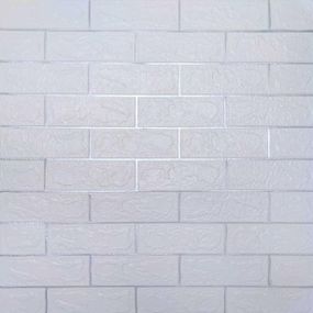 Самоклеюча 3D панель цегла біла смужка срібло 700х770х3мм (100-3) SW-00000752