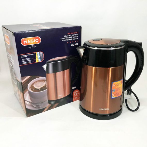 Хороший електричний чайник MAGIO MG-490 / Тихий електричний чайник / TM-274 Чайник електро | Зображення 6