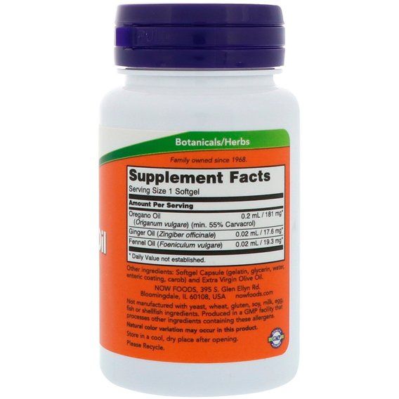 Олія Орегано NOW Foods Oregano Oil 90 Softgels | Зображення 1