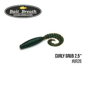 Силіконова приманка, Їстівний силікон Bait Breath Curly Grub 2,5" (12шт) (Ur28 Motoroil/green)
