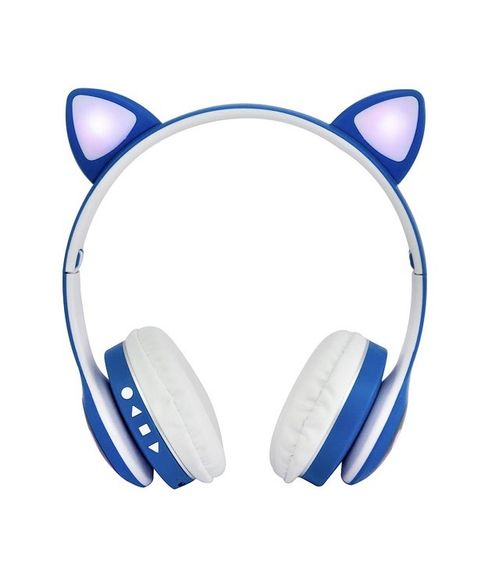 Навушники бездротові Cat Ear VZV-23M Bluetooth з RGB підсвіткою і котячими вушками Сині | Зображення 1