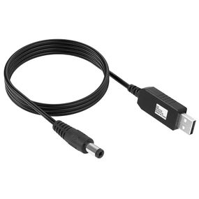 Кабель питания для роутера/модема USB-DC (2.1x5.5mm) с преобразователем до 12V in box (1m) Black